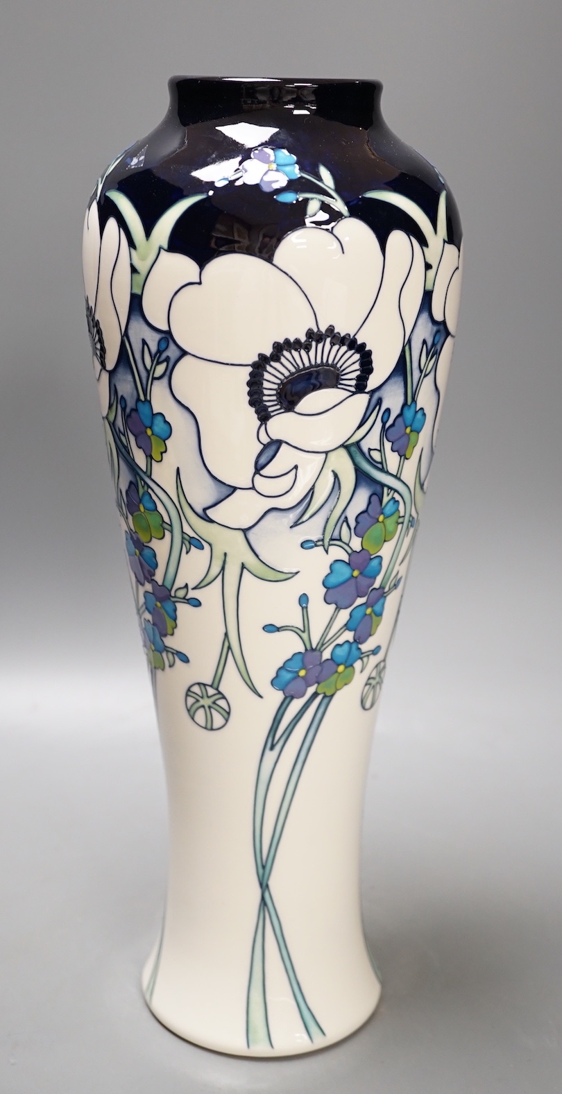 A Moorcroft limited edition 2018 7/25 'white splendour' vase, boxed, 38cms high.